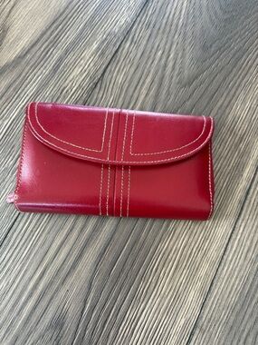 Burton Red Leather Wallet Clutch - Women's Wallet
